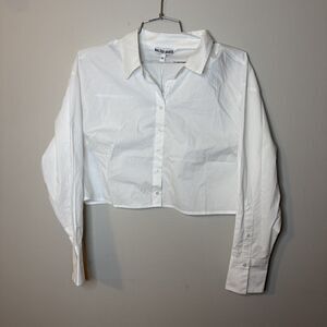 Walter Baker Cropped White Cotton Button-Up Shirt Montana Top Womens SZ XL NWT